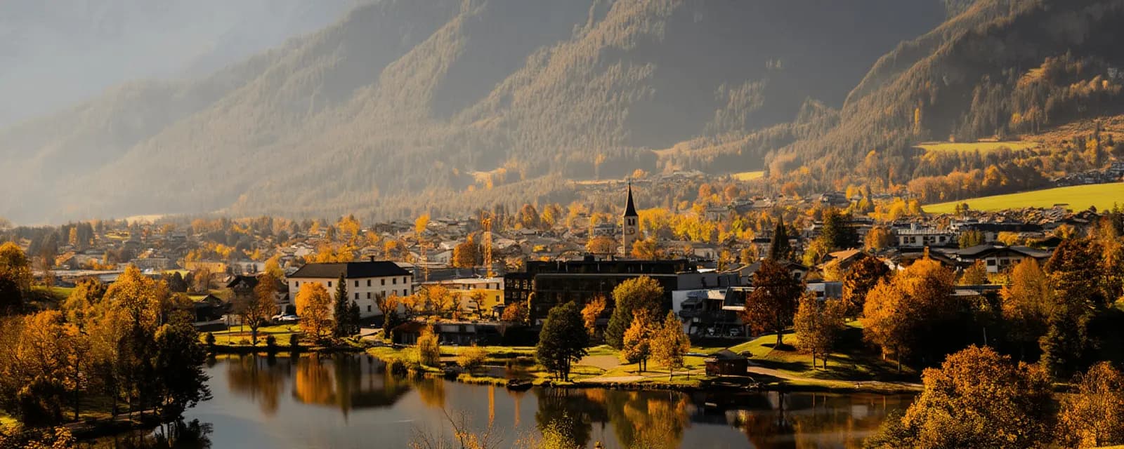 Leogang village and Alpine valley in the Salzburg mountains