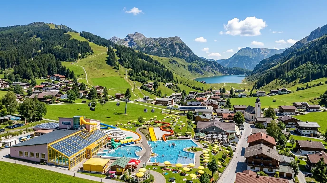 Wagrain Alpine resort with village, slopes and mountain scenery